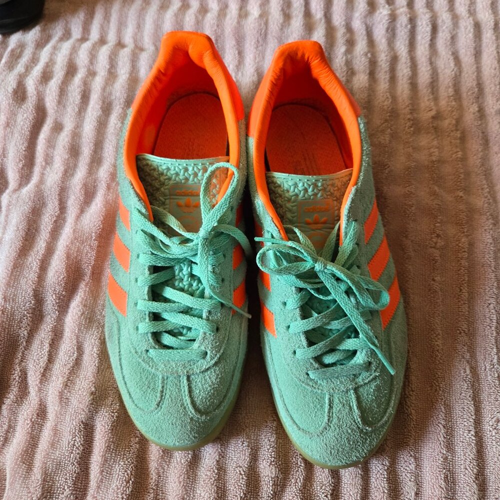 Adidas Gazelle Indoor Pulse Mint/Orange 8UK, 42, 9.5 US mens, 11 womens